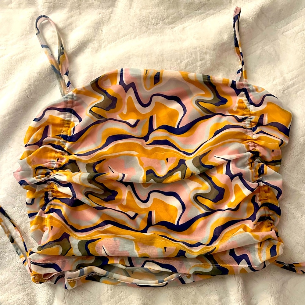 Crop top tank top scrunch on the sides multi color size xl